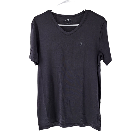 7 For All Mankind Women's Black V-Neck Short Sleeve T-Shirt - S - Picture 1 of 5